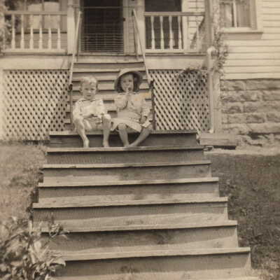 Livingood children on the stairs of their home in Graysville, Greene County, Pennsylvania