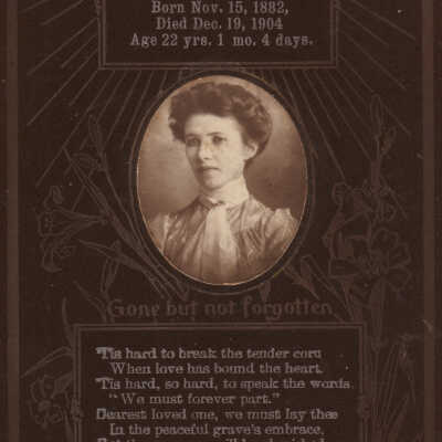 Funeral card of Louise "Louie" (Rinehart) Whipkey [1882-1904]