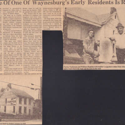 Newspaper article - "Home of One of Waynesburg's Early Residents Is Razed" (Observer-Reporter)