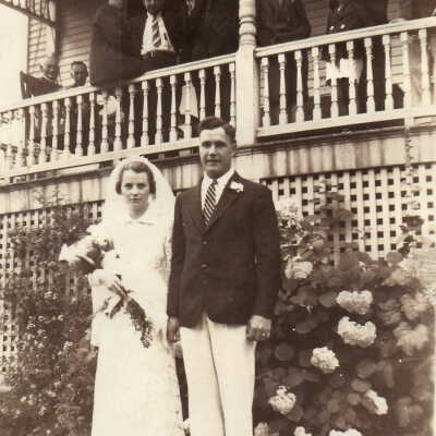 William Roy Buchanan and his wife, Sara (Livingood) Buchanan, on their wedding day 27 June 1938