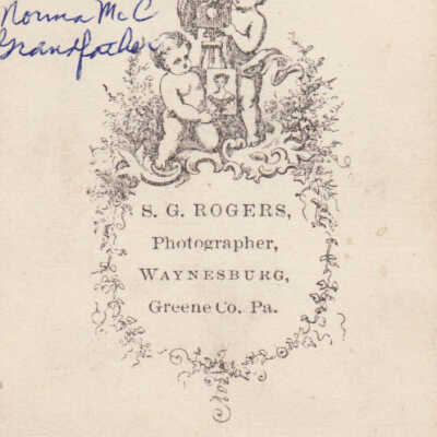 Reverse of CDV photograph of Nathan Baker and Emmaline (Zollars) Baker: Origformat: Print-Photographic