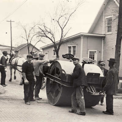 Street maintenance crew at the corner of Morgan Street and Cherry Alley in Waynesburg