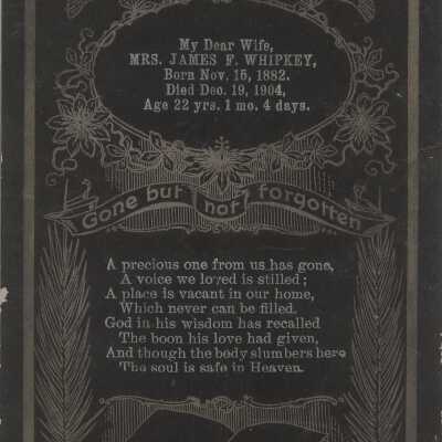 Funeral card of Louie (Rinehart) Whipkey [1882-1904]