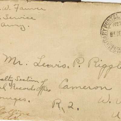 Harry W. Farver, (185th Air Squadron, First Pursuit Group, Air Service, American Expeditionary Forces, France) to Lewis P. Riggle (Cameron, WV), letter, 27 November 1918