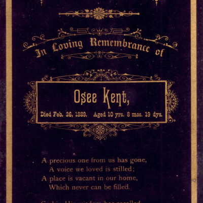Funeral card of Osee Kent