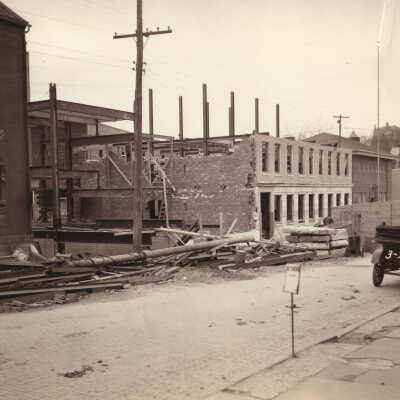 Citizens National Bank Construction Album (Selected Photo 19) - Construction of Citizens National Bank at the northwest corner of High and Washington Streets