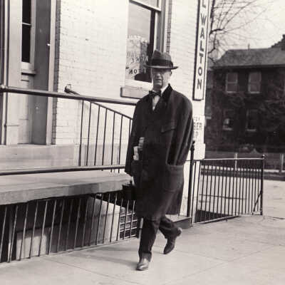Harry Lester Abell in front of the Walton Hotel