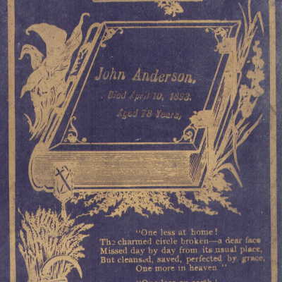 Funeral card of John Anderson