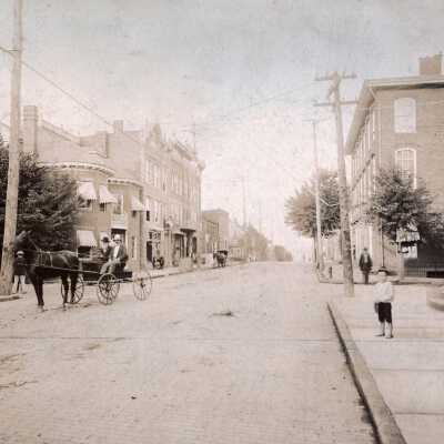 High Street (looking east from the Green House building) in Waynesburg, Greene County, Pennsylvania