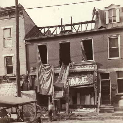 Citizens National Bank Construction Album (Selected Photo 09) - Building being torn down to make room for Citizens National Bank