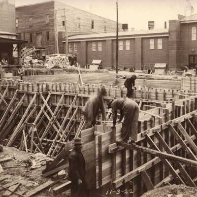 Citizens National Bank Construction Album (Selected Photo 14) - Construction of Citizens National Bank at the northwest corner of High and Washington Streets