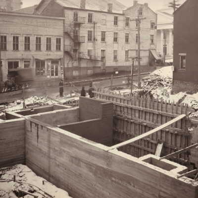 Citizens National Bank Construction Album (Selected Photo 15) - Construction of Citizens National Bank at the northwest corner of High and Washington Streets