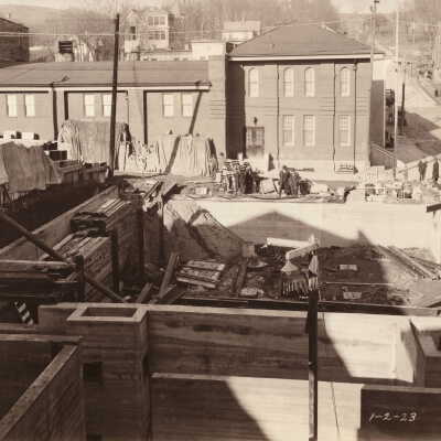 Citizens National Bank Construction Album (Selected Photo 17) - Construction of Citizens National Bank at the northwest corner of High and Washington Streets