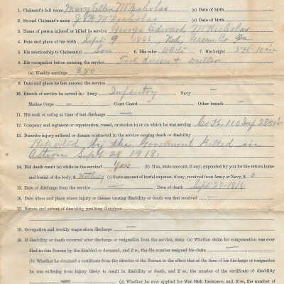 Compensation claim filed by Mary Ellen and J. W. McNicholas - Page 1