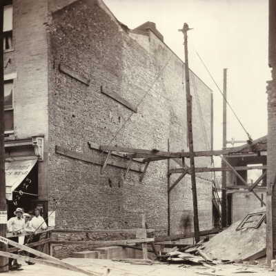 Citizens National Bank Construction Album (Selected Photo 21) - Buildings being torn down to make room for Citizens National Bank