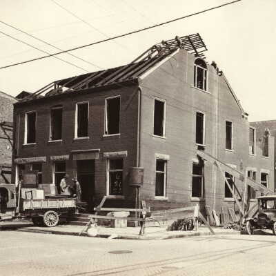 Citizens National Bank Construction Album (Selected Photo 22) - Buildings being torn down to make room for Citizens National Bank