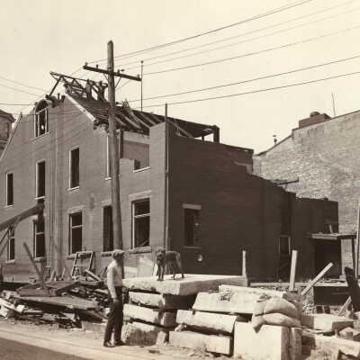 Citizens National Bank Construction Album (Selected Photo 23) - Buildings being torn down to make room for Citizens National Bank