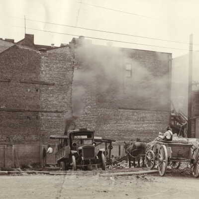 Citizens National Bank Construction Album (Selected Photo 25) - Buildings being torn down to make room for Citizens National Bank