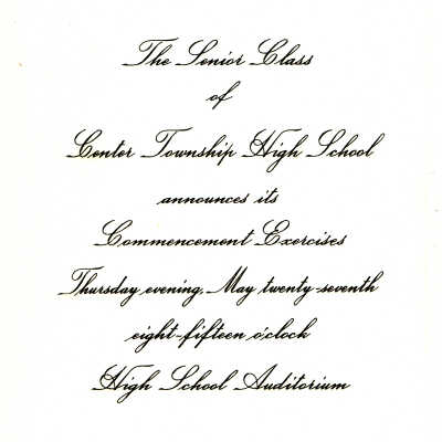 Center Township High School, Class of 1954 - Graduation Announcement: Origformat: Print-Photographic