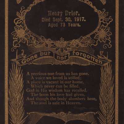 Dreier Album, Photo 03 - Funeral card of Henry Dreier [1844-1917]