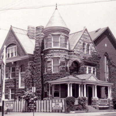 Dr. John T. Ullom home and Cumberland Presbyterian Church on High Street, Waynesburg, PA