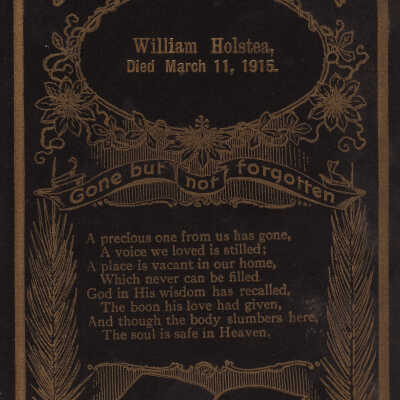 Dreier Album, Photo 13 - Funeral card of William Holster [1855-1915]