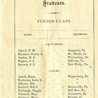 1868 Catalog (Senior Class)