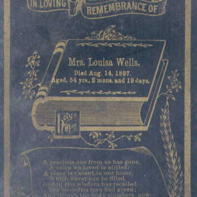 Funeral card of Louisa (Roberts) Wells