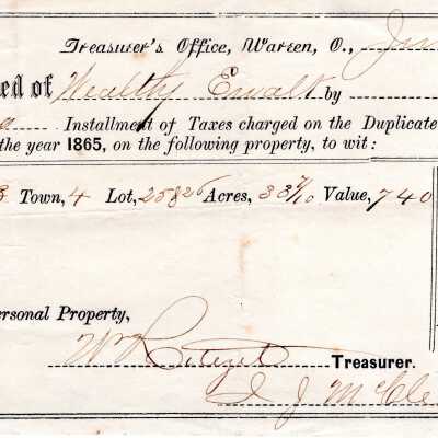 Tax receipt to Wealthy Ewalt