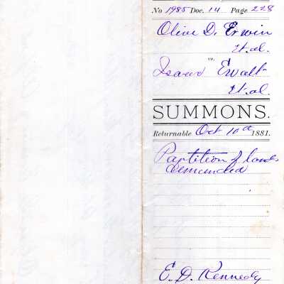Summons Partition of land Demanded