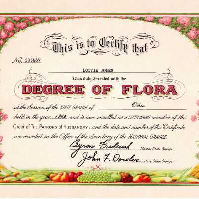 Degree of Flora from Ohio State Grange