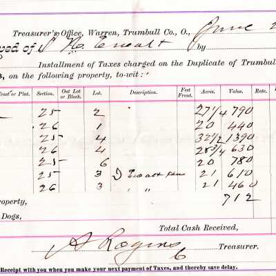 Tax receipt to I N Ewalt
