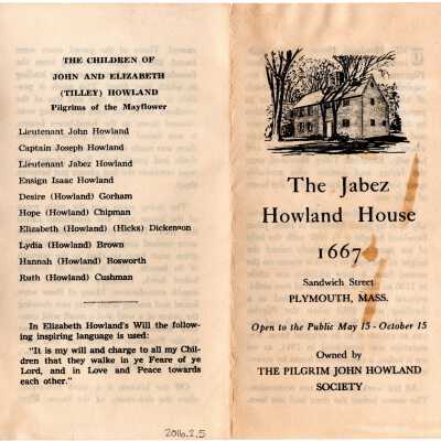 Pamphlet for Jabez Howland House