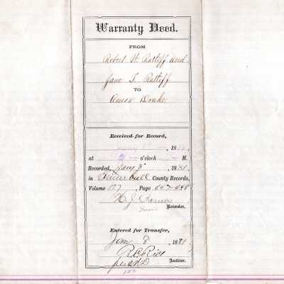 Warranty Deed Robert W Ratliff and Jane T Ratliff to Amos Drake