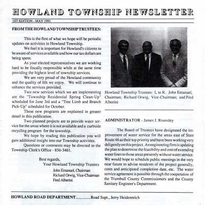 Howland Township Newsletter, 1991