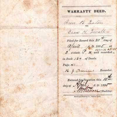 Warranty Deed: Ann B. Eaton to Isaac H. Ewalt