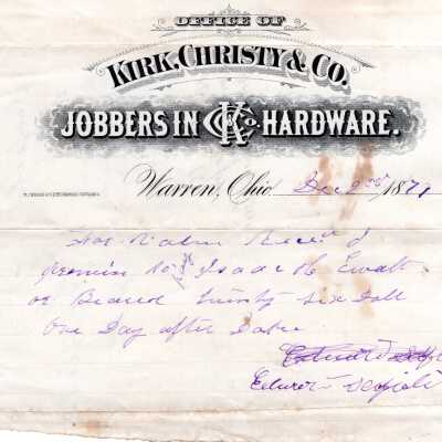 Receipt from Kirk, Christy & Co.