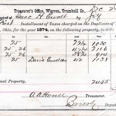 Tax receipt to Isaac H Ewalt