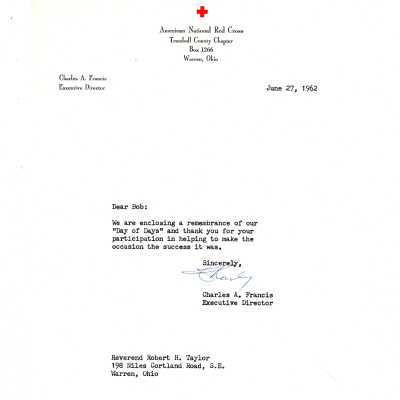 Howland Community Church Letter 1962
