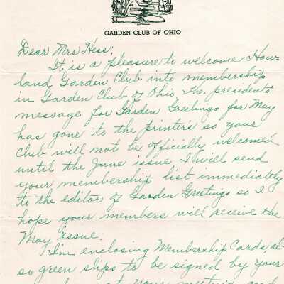 Howland Garden Club Letter
