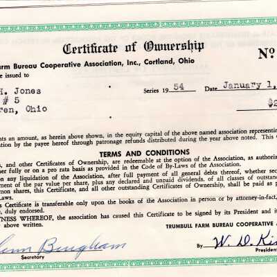 Certificate of Ownership Trumbull Farm Bureau