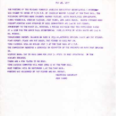 Howland American Bicentennial Commision Minutes