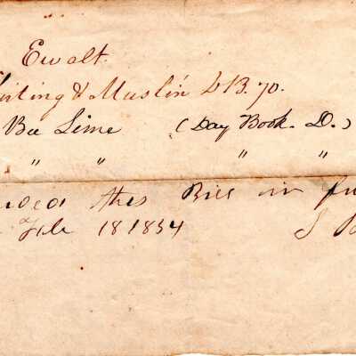Receipt to Isaac Ewalt from Shirting and Muslin