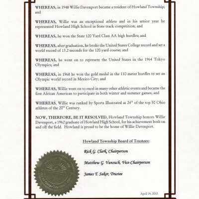 Howland Certificate of Achievement