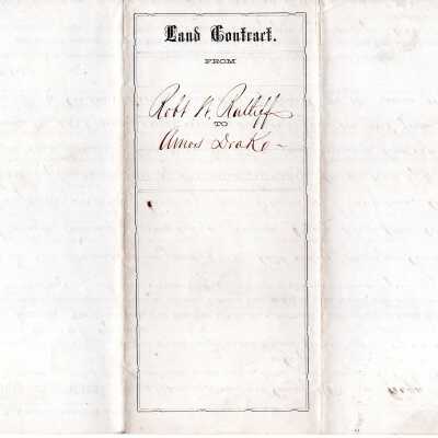 Land Contract from Robert W. Ratliff to Amos Drake