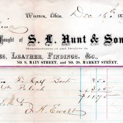Sales Receipt for S.L. Hunt & Sons