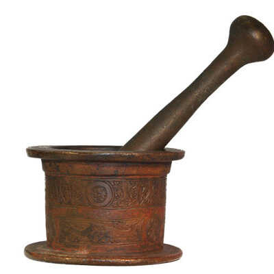 Khorassan Decorated Bronze Mortar and Pestle