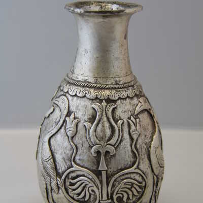 Silver Flask with Cranes