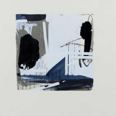 Paint and Collage (Blue, Black and Grey)