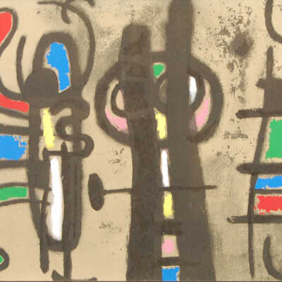 Cartones - Personnage et oiseaux / 12 fevrier 1963